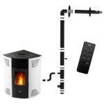 Stufa a pellet angolare Iseos 12,2 kW Bianco Sannover + Kit di installazione